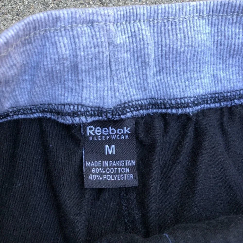 REEBOK Sleepwear Shorts Men's MEDIUM Black Drawstring Elastic Waist Sweats​​​​​